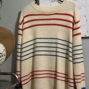 2X Cream Striped Boutique Sweater